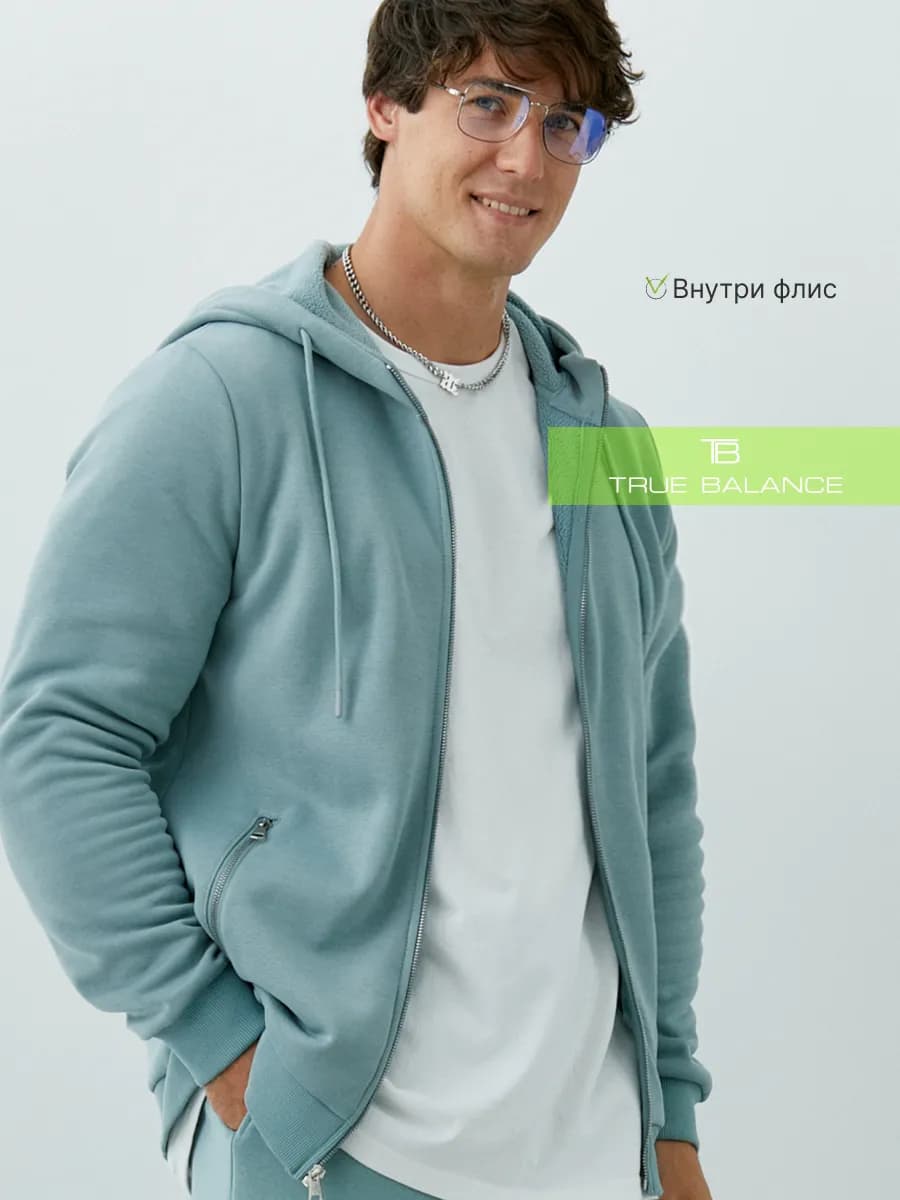 Толстовка оверсайз однотонная с капюшоном