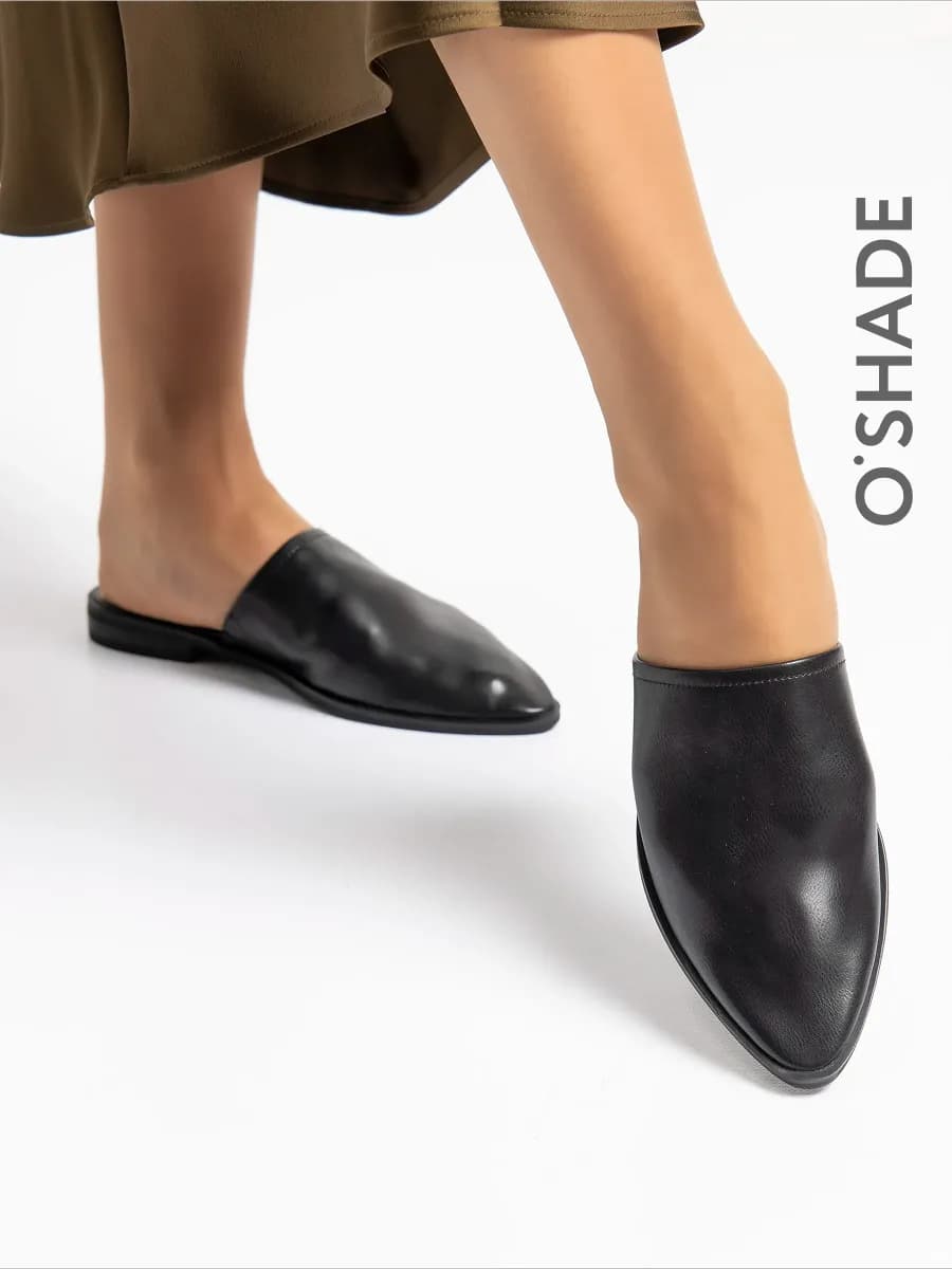 Мюли женские натуральная кожа черные