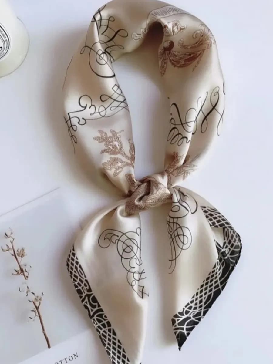 Шелковый платок на голову и шею косынка 70х70