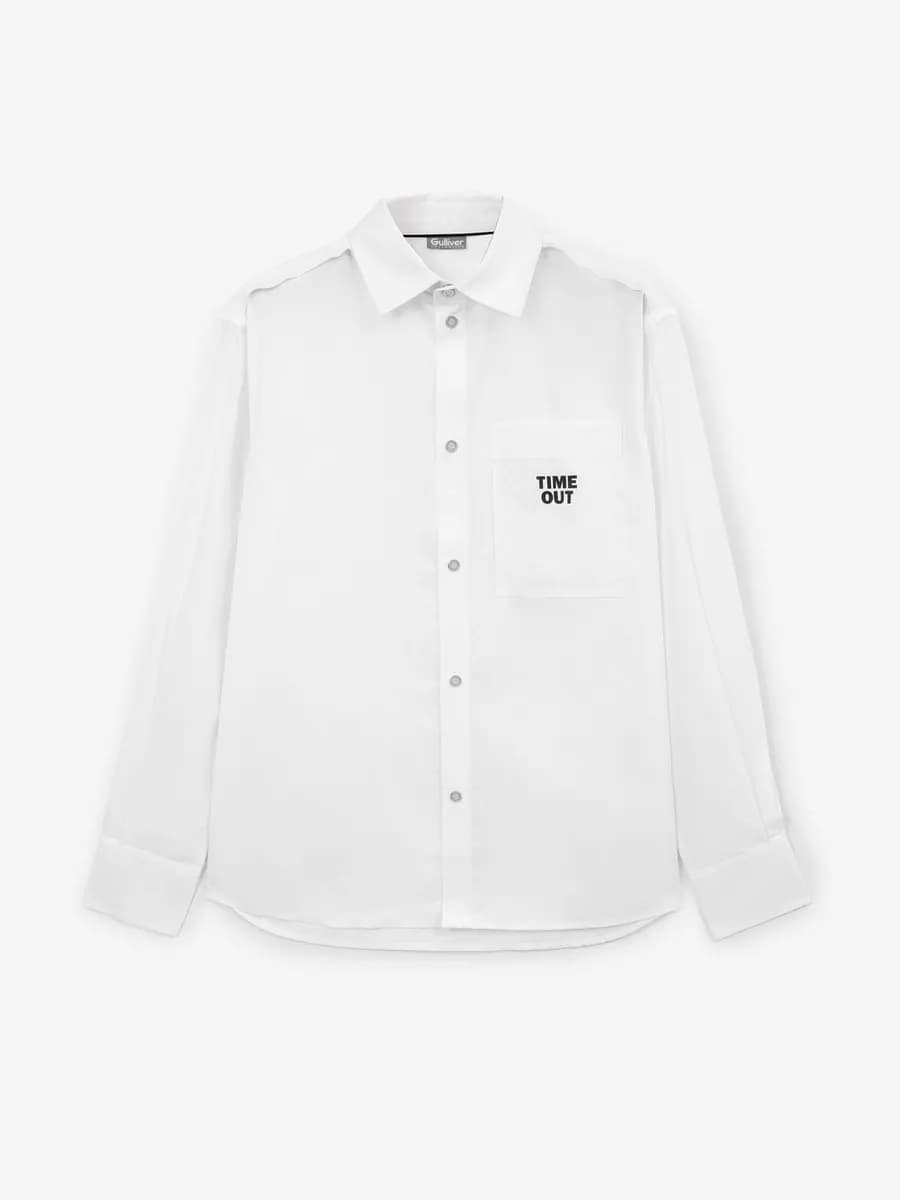 Рубашка с длинным рукавом для мальчика белая свободного кроя - фото 1