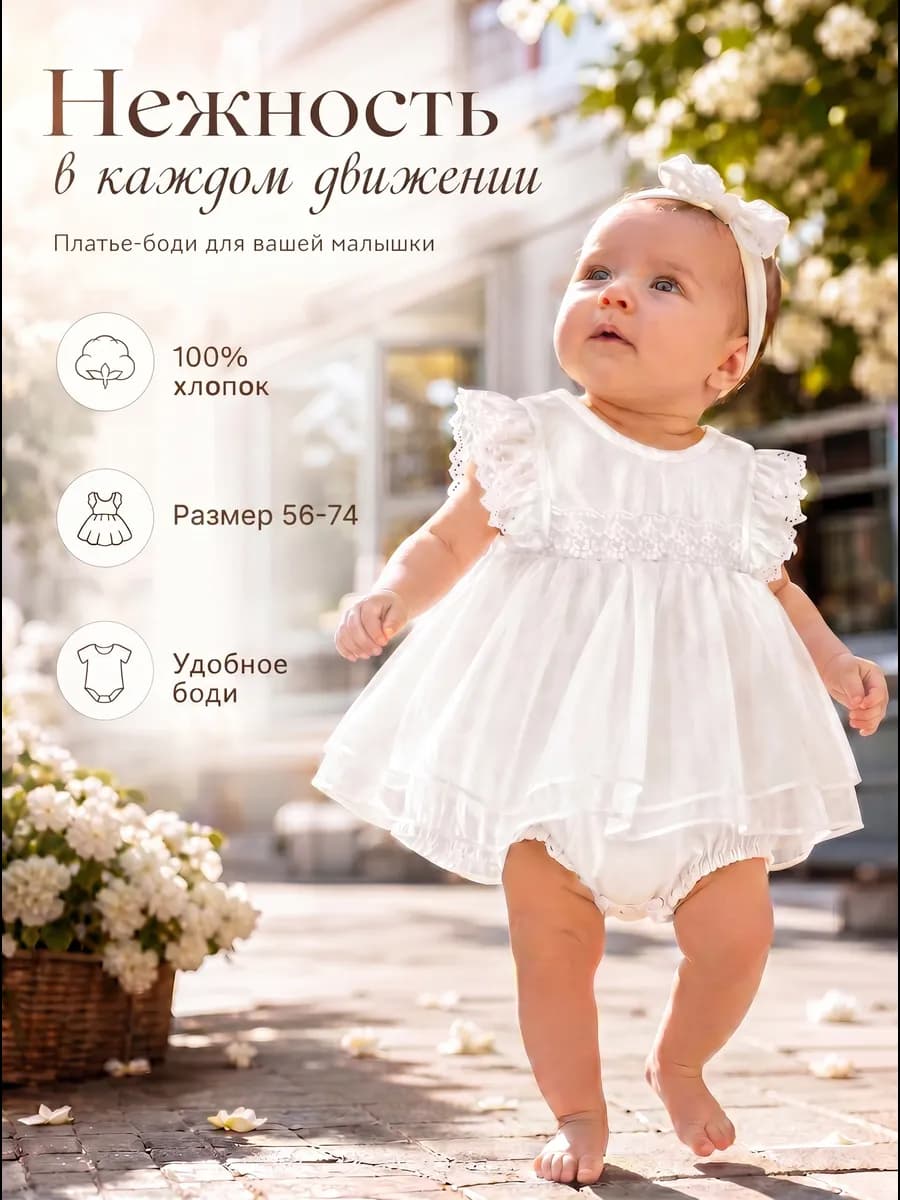 Платье боди для новорожденных