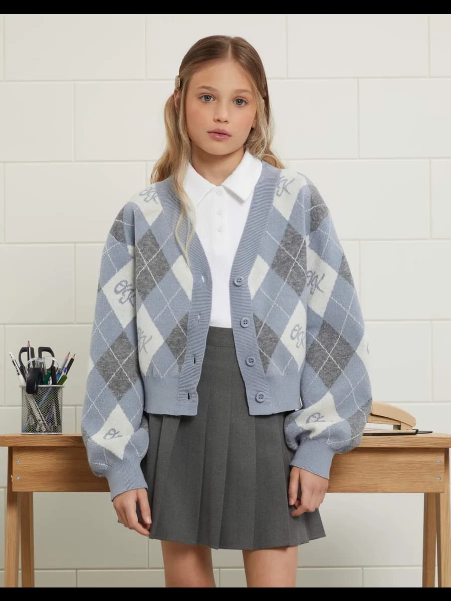 Серая школьная мини-юбка со складками