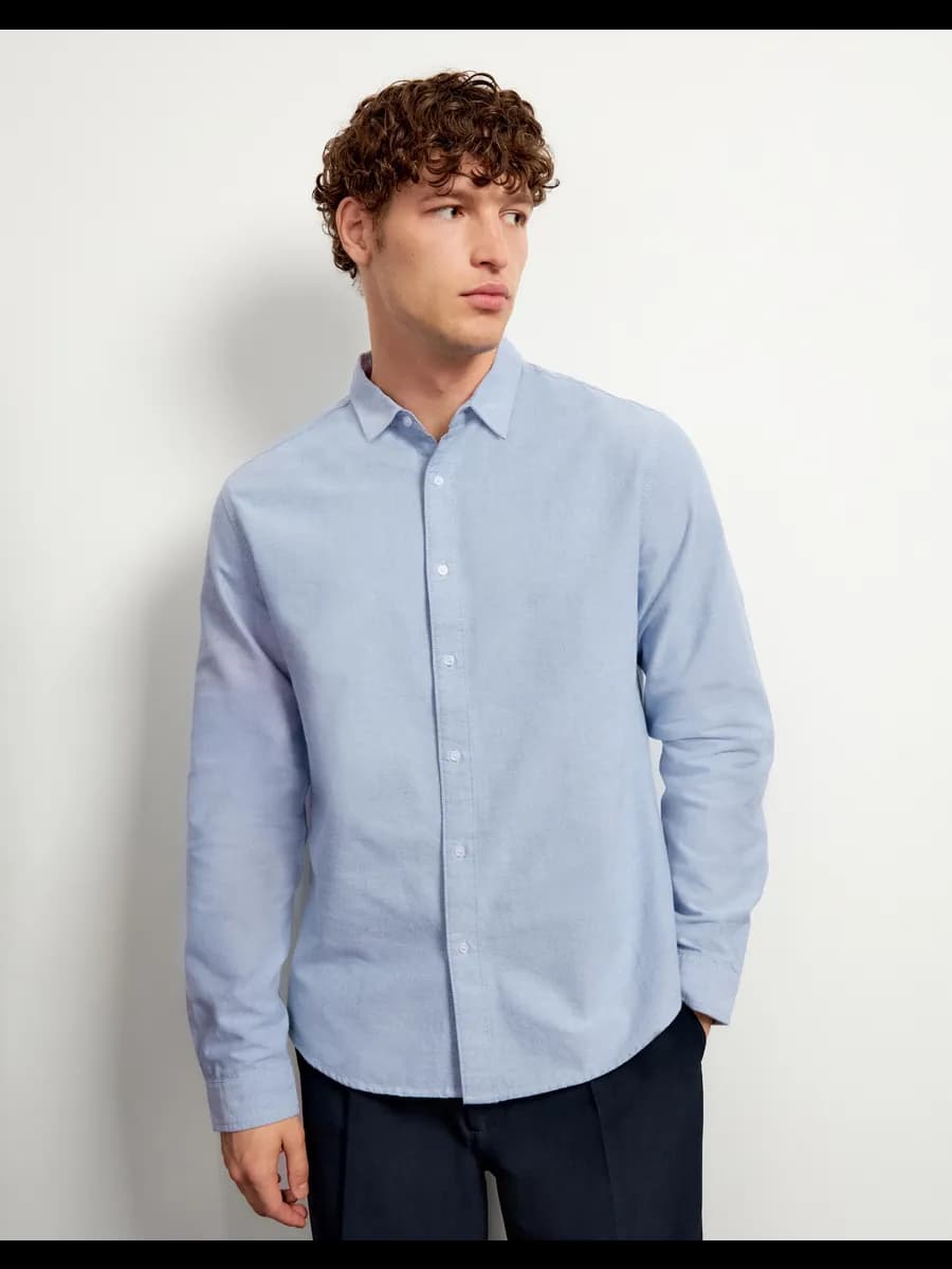 Голубая рубашка Slim с длинным рукавом