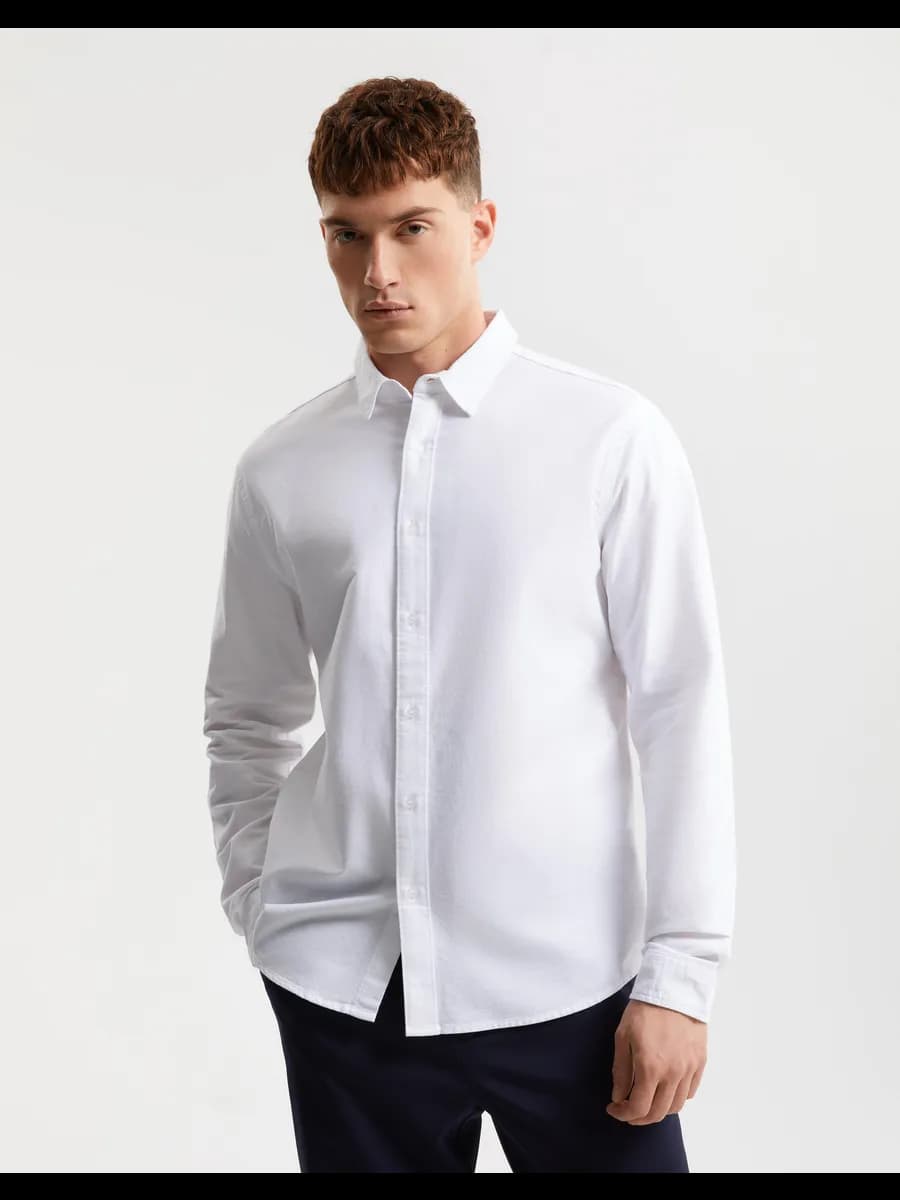 Белая рубашка Slim с длинным рукавом