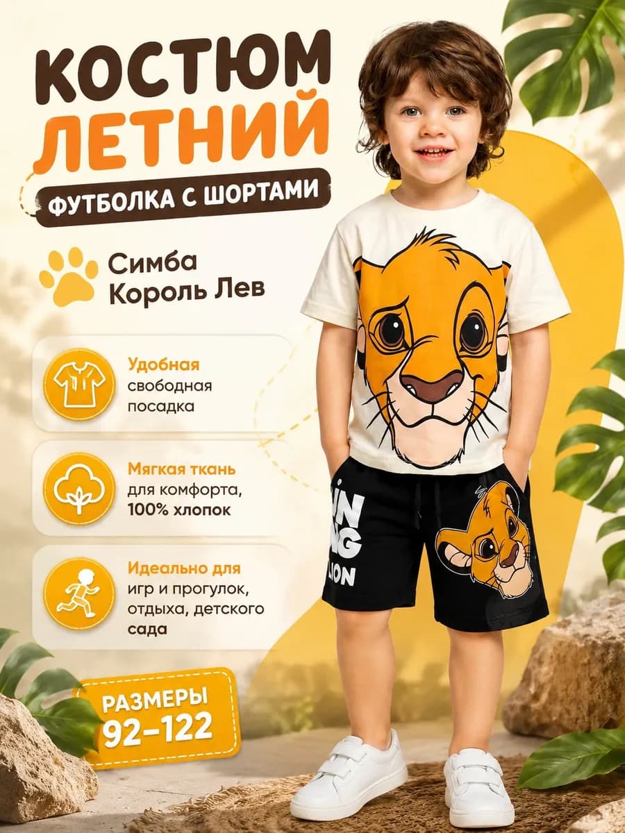 Костюм летний футболка с шортами Симба Король Лев