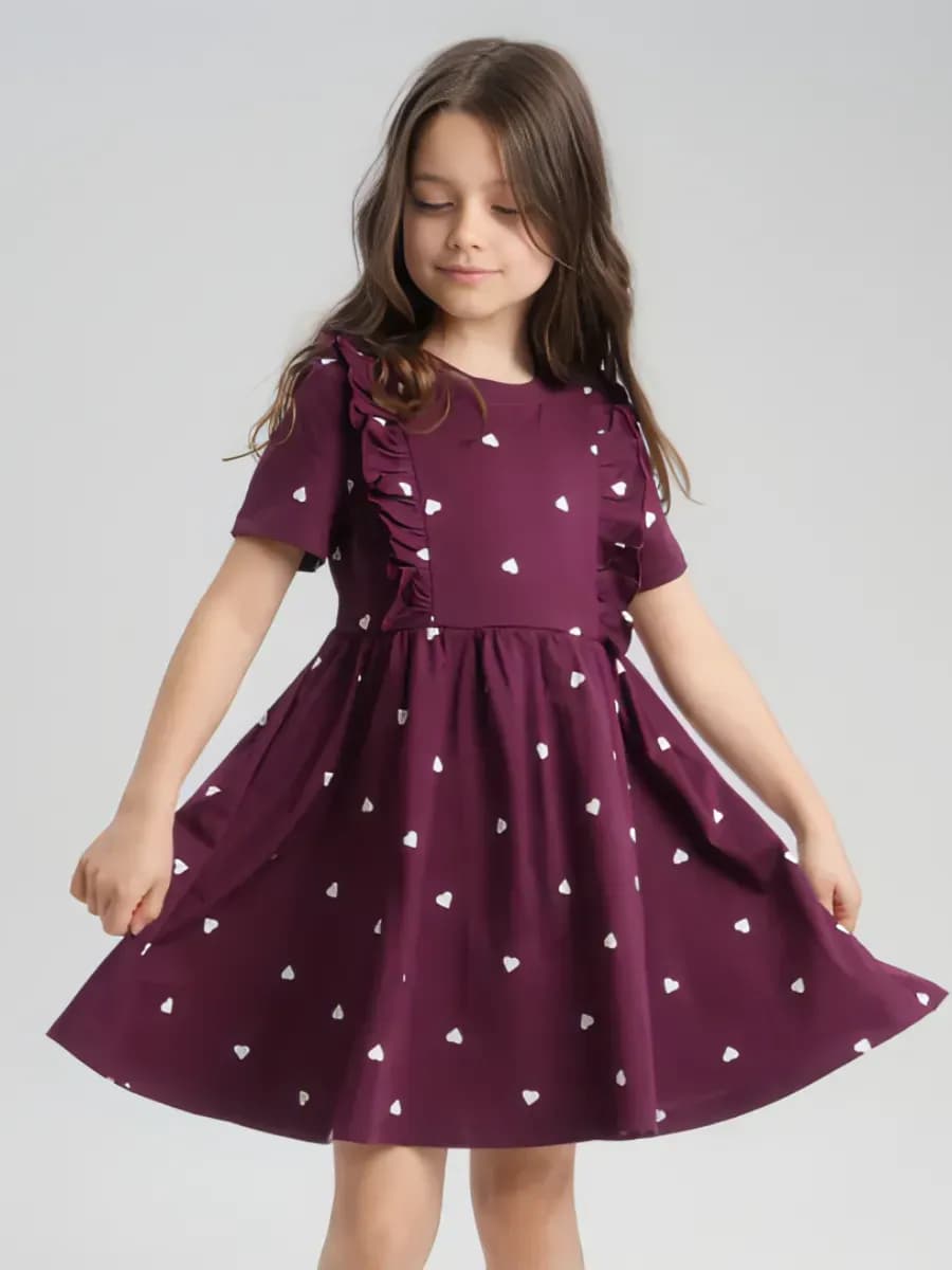 Платье на девочку сердца нарядное хлопок
