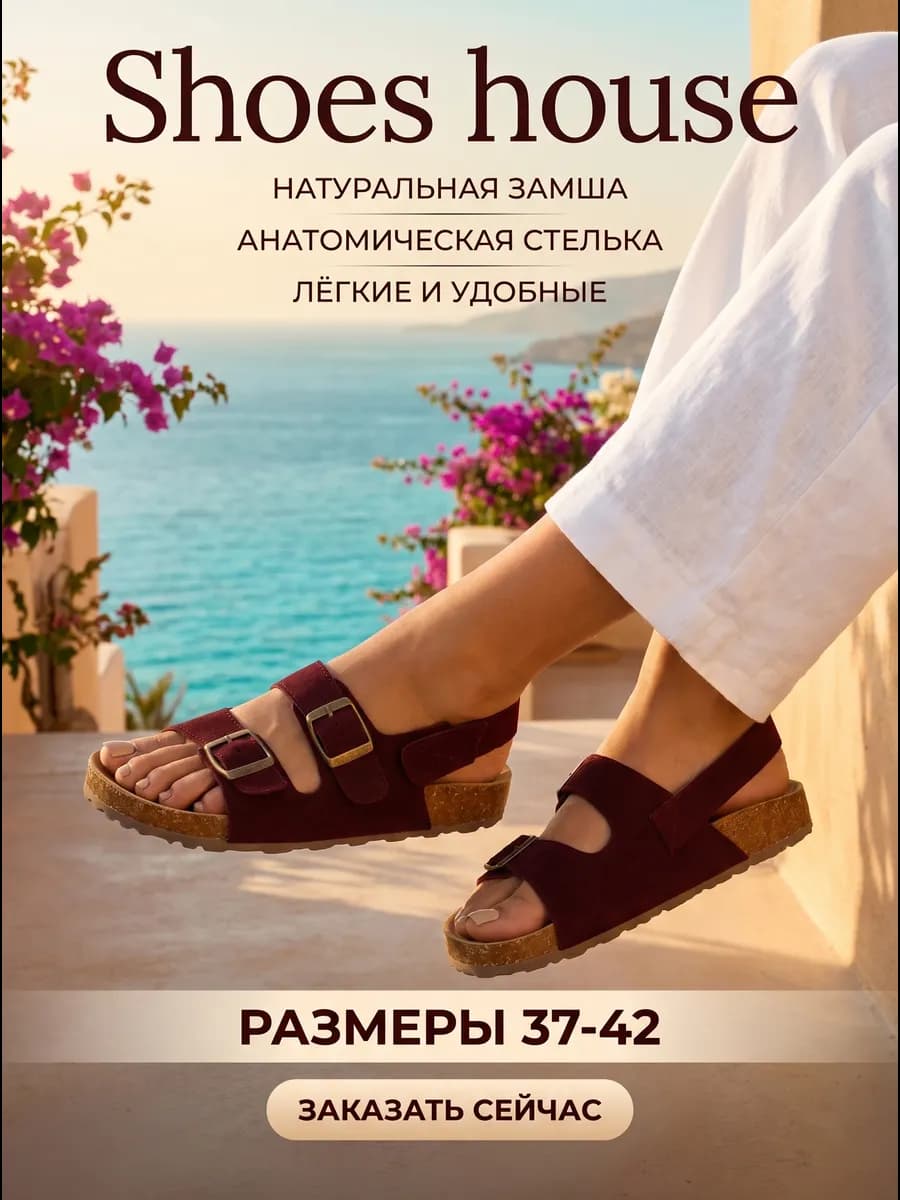 Сандалии замшевые на лето