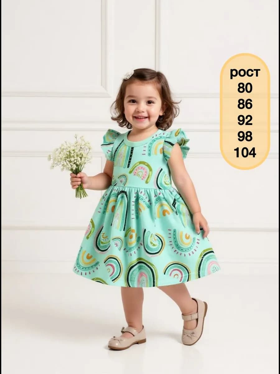 Платье трикотажное в садик - фото 1