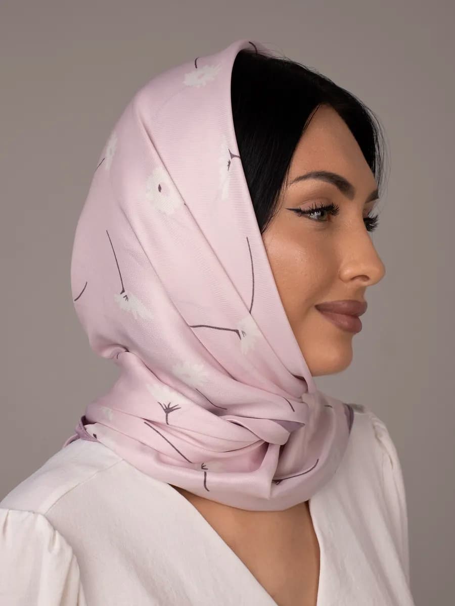 Платок косынка на голову и шею шелковый осенний - фото 1