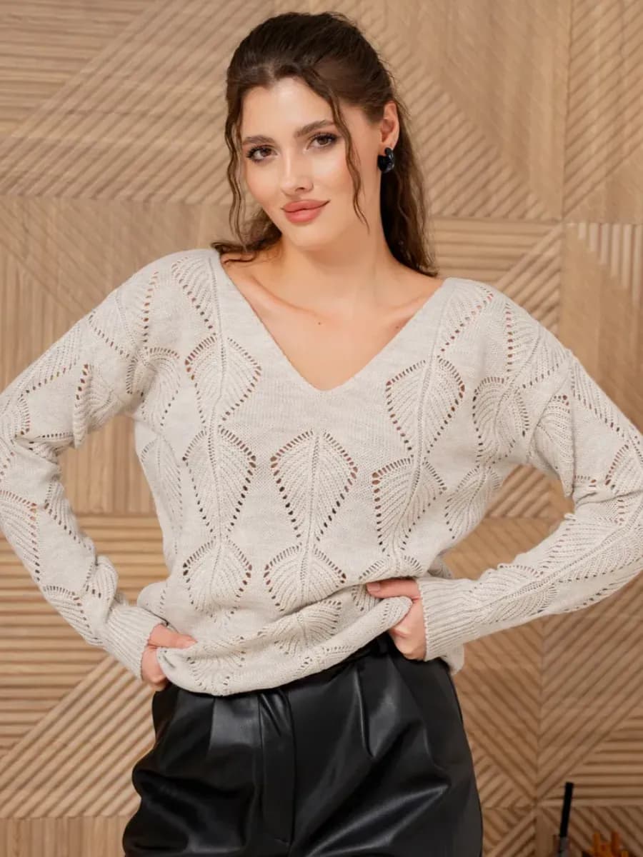 Пуловер летний женский свитер легкий ажурный джемпер