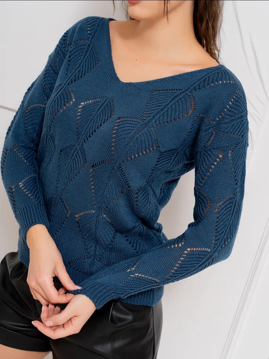 Пуловер летний женский свитер легкий ажурный джемпер