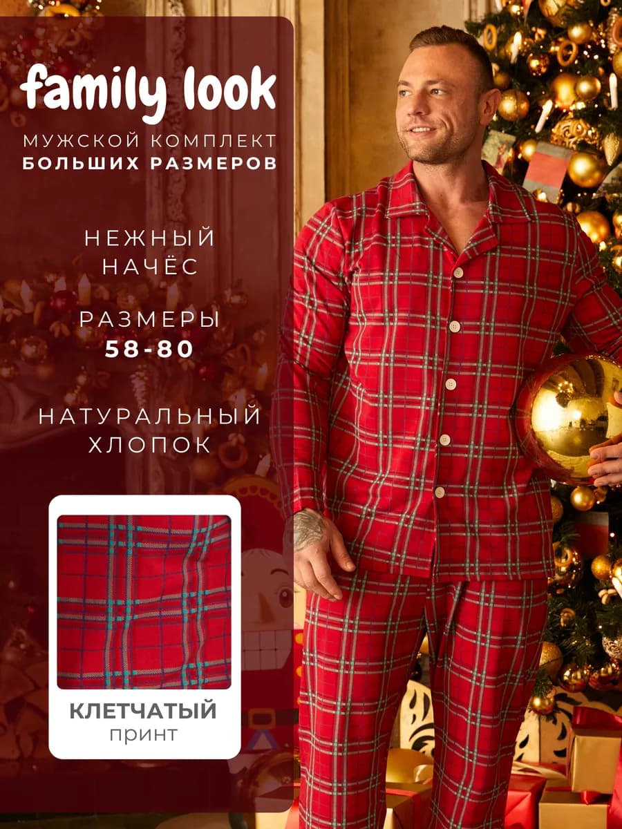 Пижама мужская трикотажная Family Look - фото 1