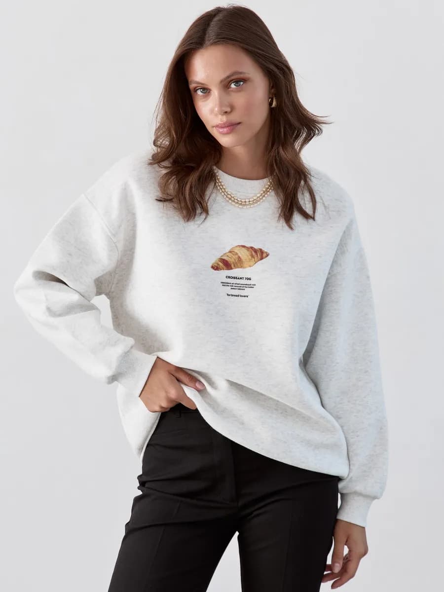 Свитшот худи женский оверсайз с принтом