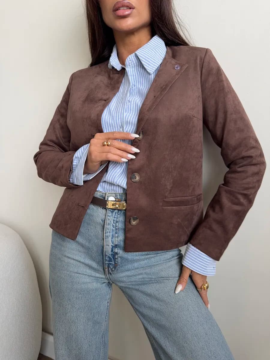 Жакет замшевый укороченный