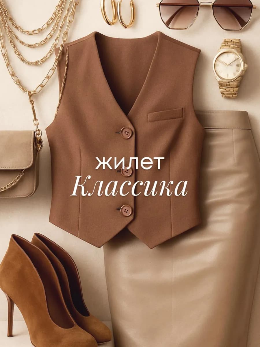 Жилет классический костюмный укороченный приталенный