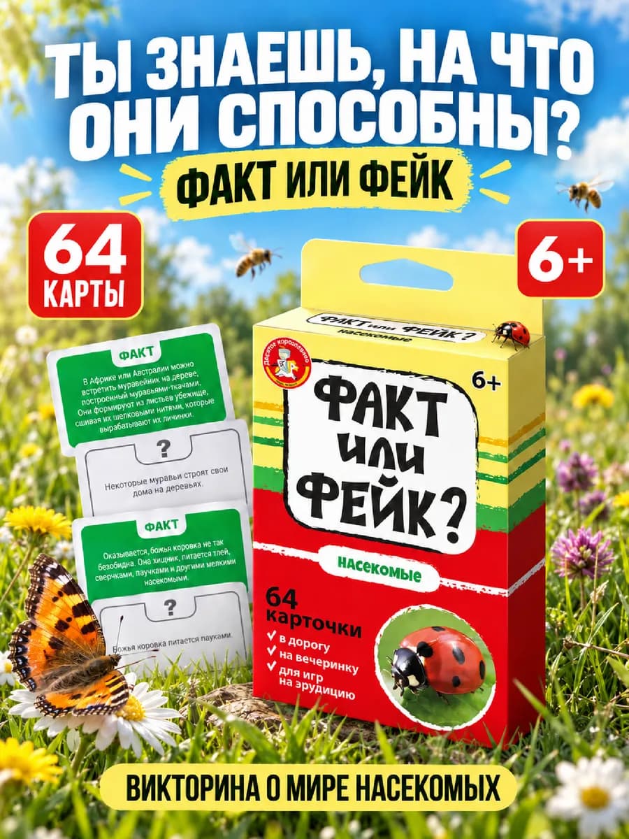 Факт или Фейк карточная викторина Насекомые