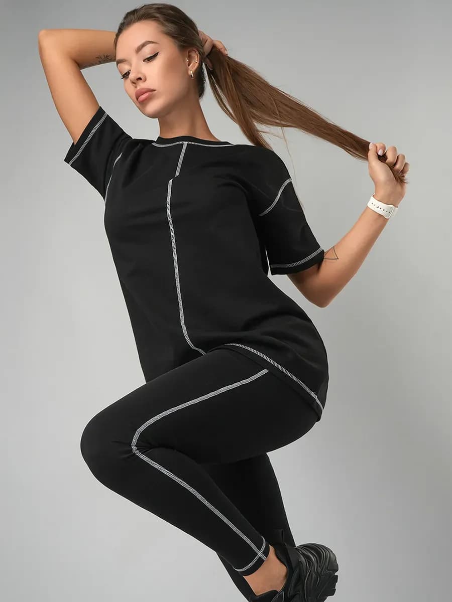 Костюм спортивный с лосинами из футера домашний