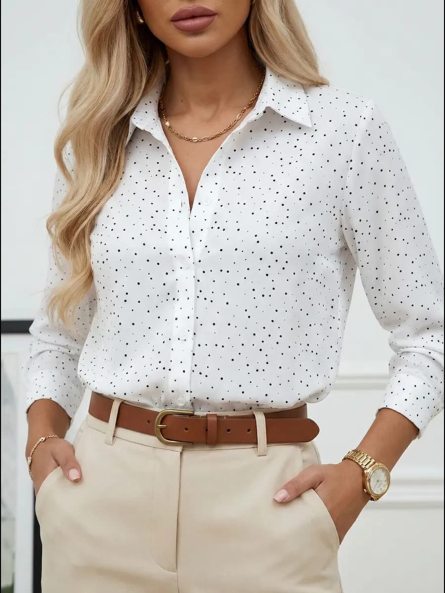 Блузка рубашка офисная в горох