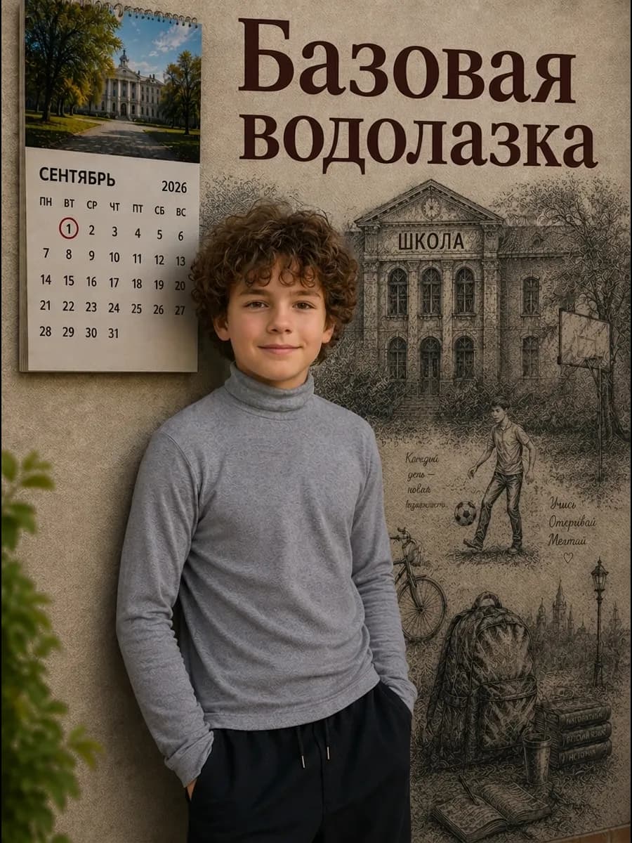 Водолазка из хлопка (темно-серая) школьная и повседневная