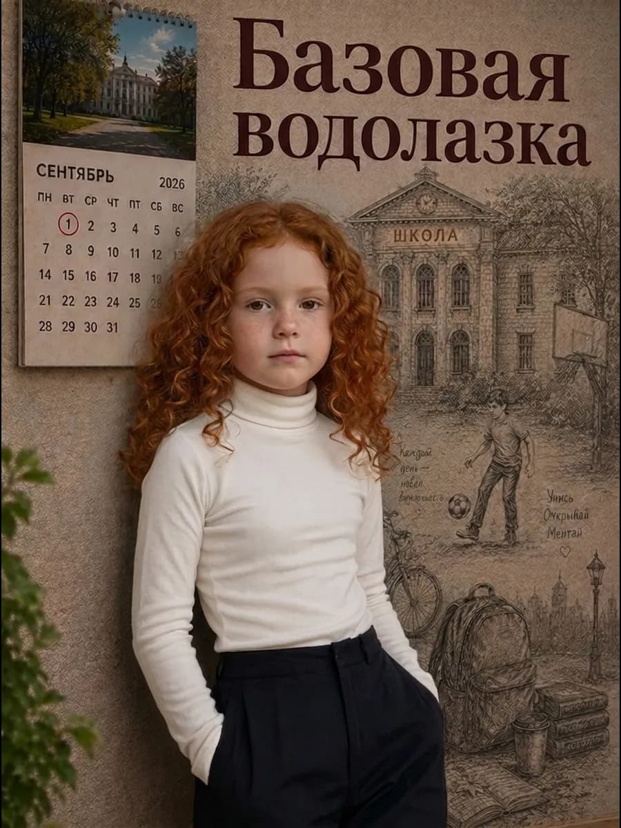 Молочная водолазка премиального качества (школьная) хлопок