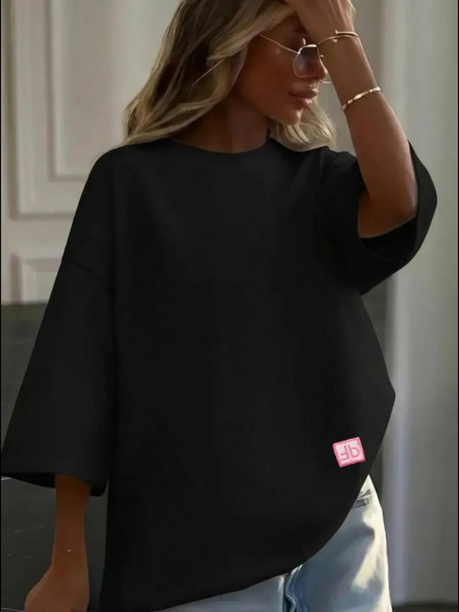 Футболка оверсайз укороченная из хлопка базовая