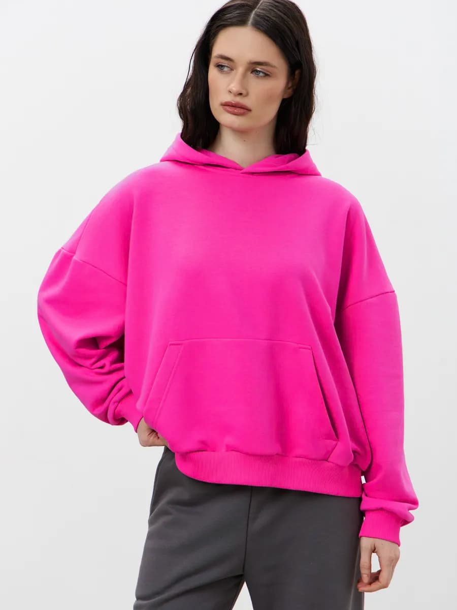 Худи оверсайз с капюшоном без начеса - фото 1