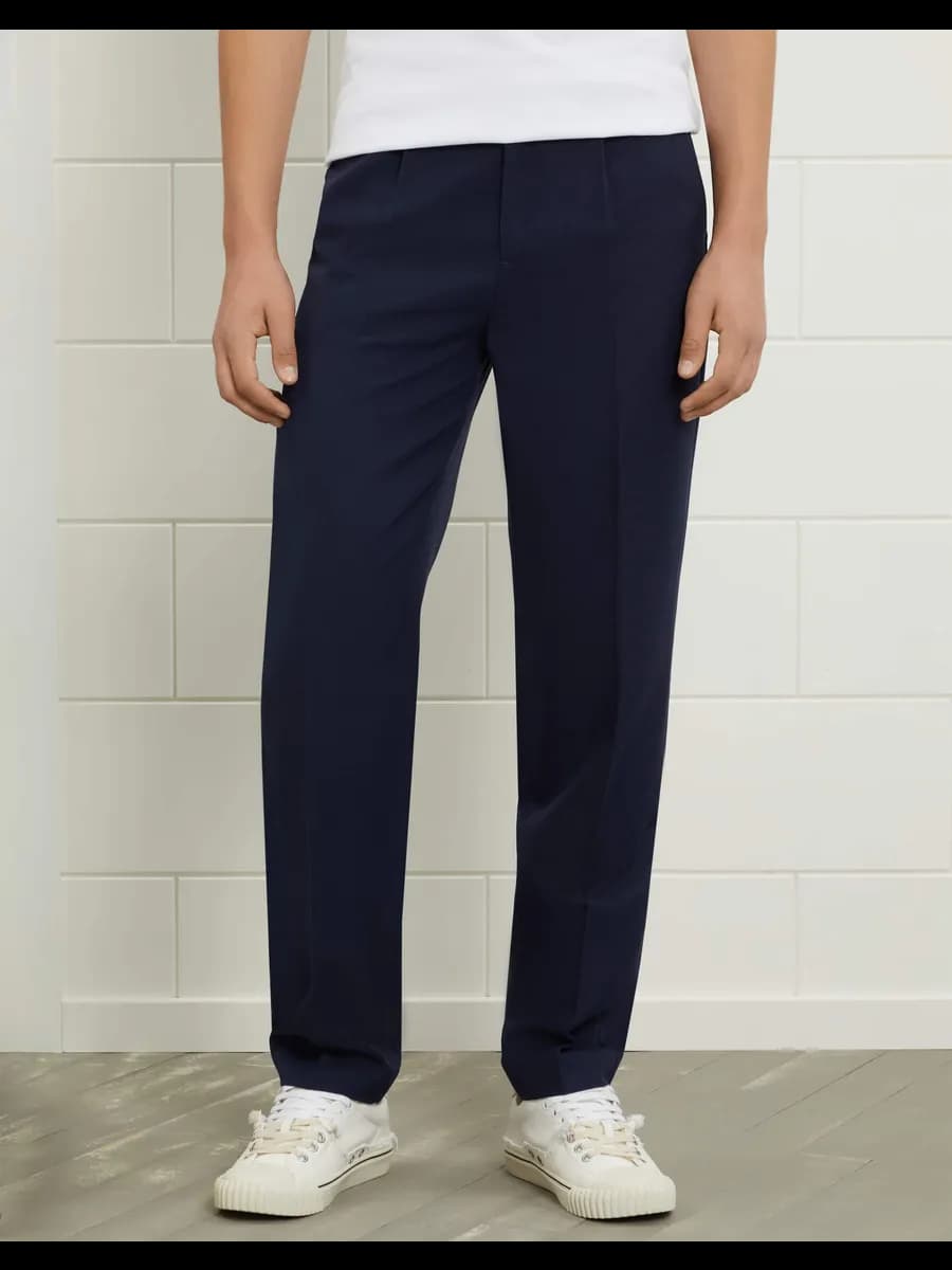 Тёмно-синие школьные брюки Straight со стрелками и защипами