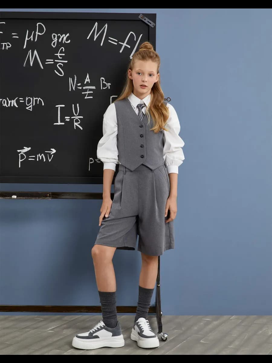Серый школьный жилет классический