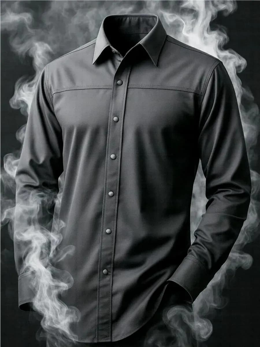 Рубашка мужская с длинным рукавом на кнопках черная