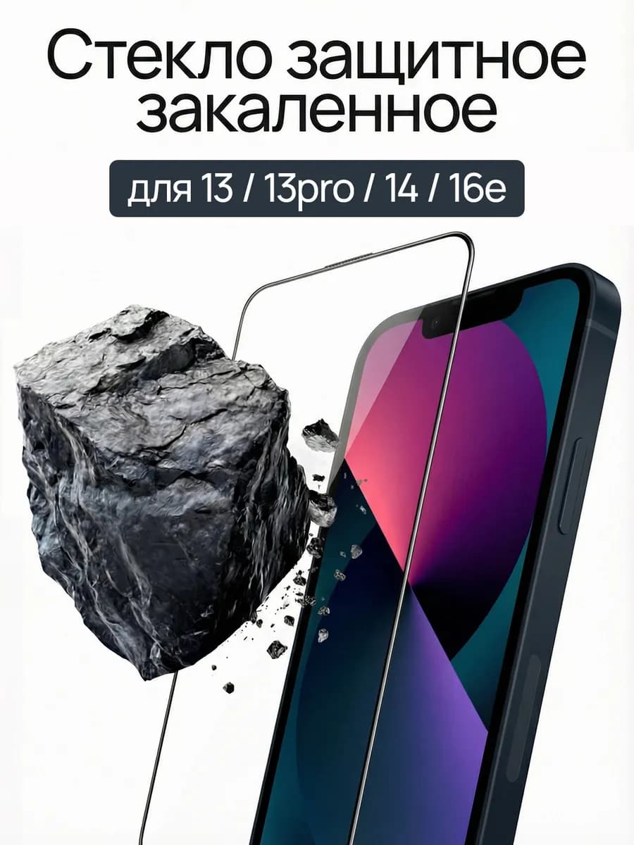 Защитное стекло на iPhone 13, 13Pro, 14, 16е