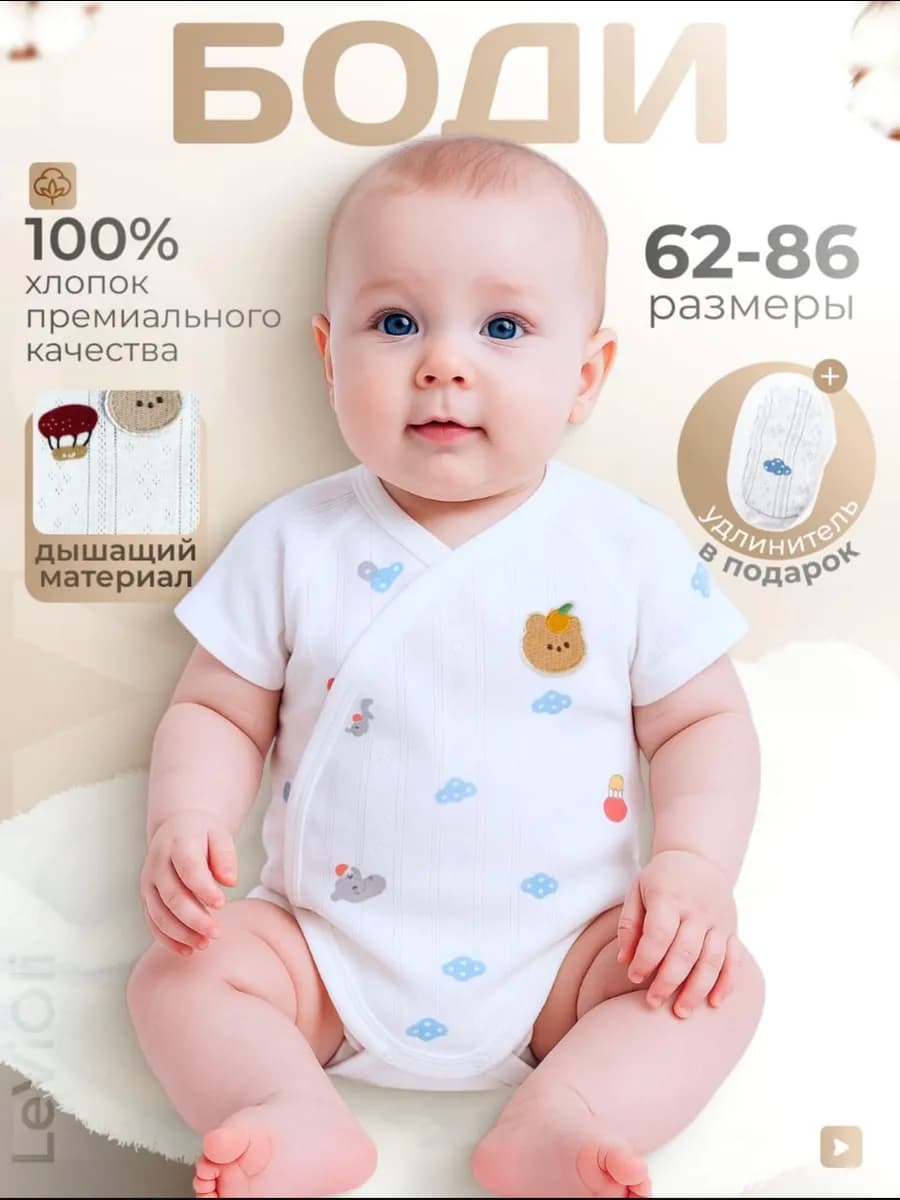 Боди для новорожденных с коротким рукавом