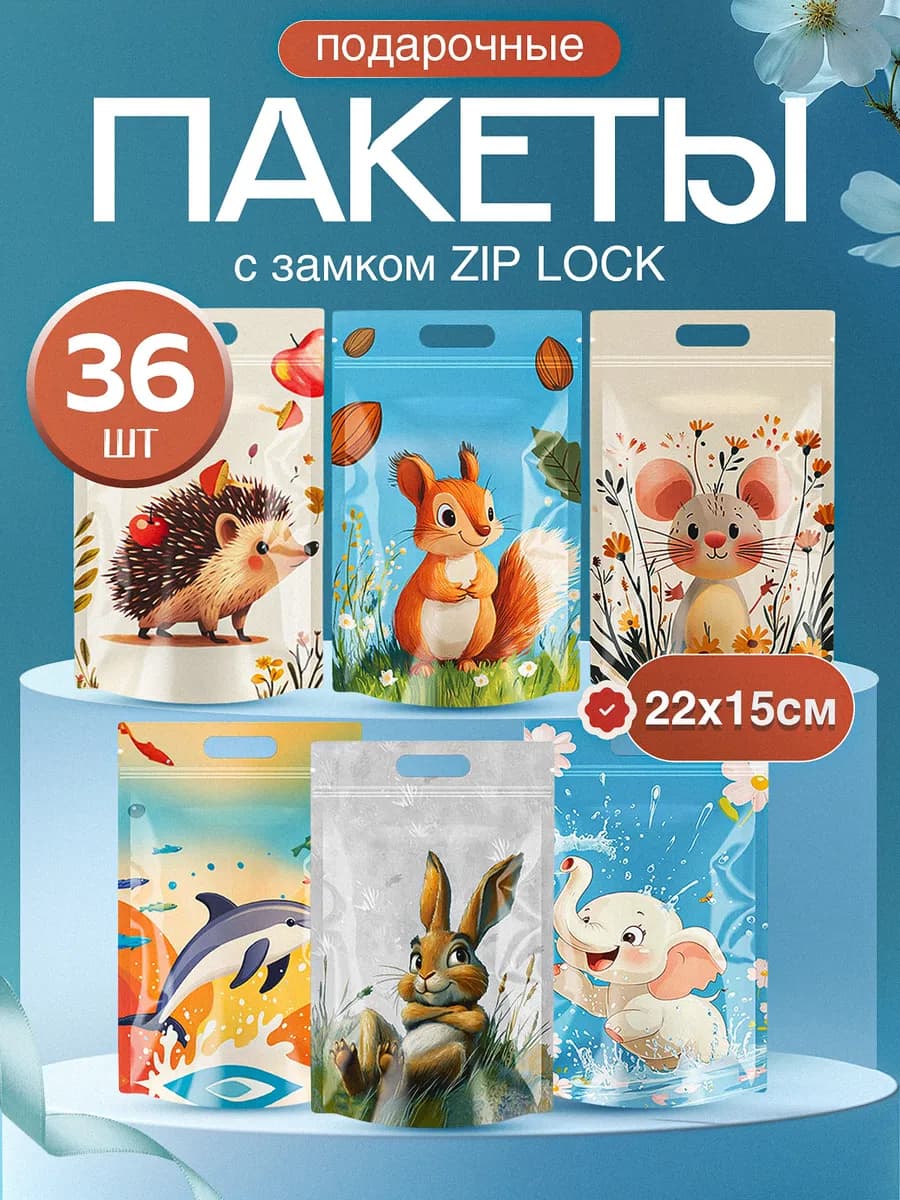 Пакеты подарочные зип детям в садик и школу для сладостей