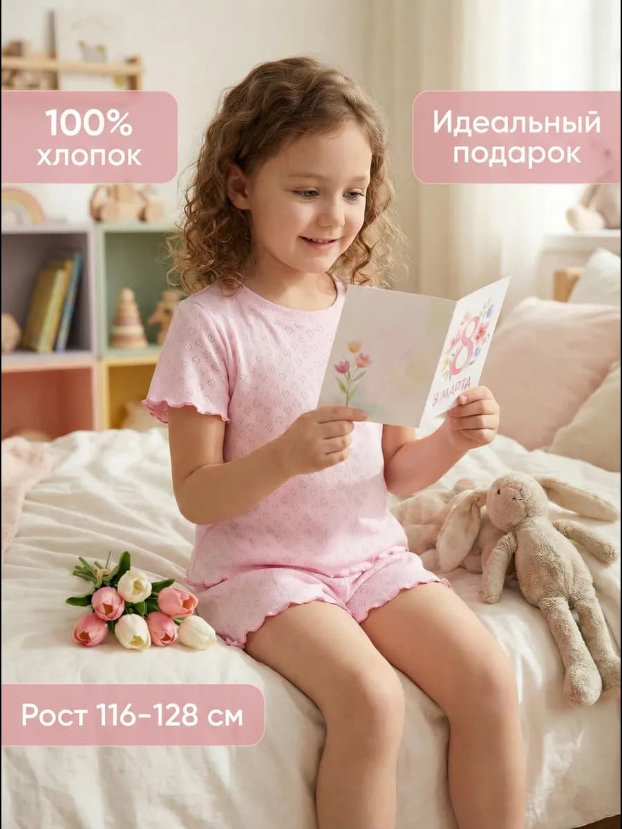 Пижама для девочки с шортами ажур