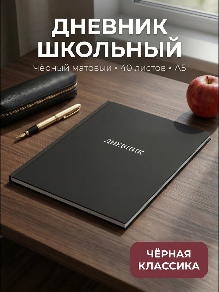 Школьный дневник чёрный матовый в твердом переплете