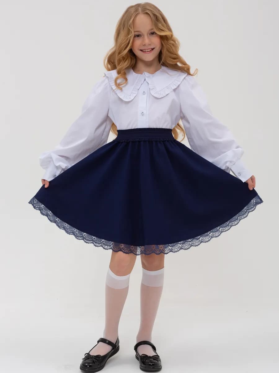 Юбка школьная на резинке синяя