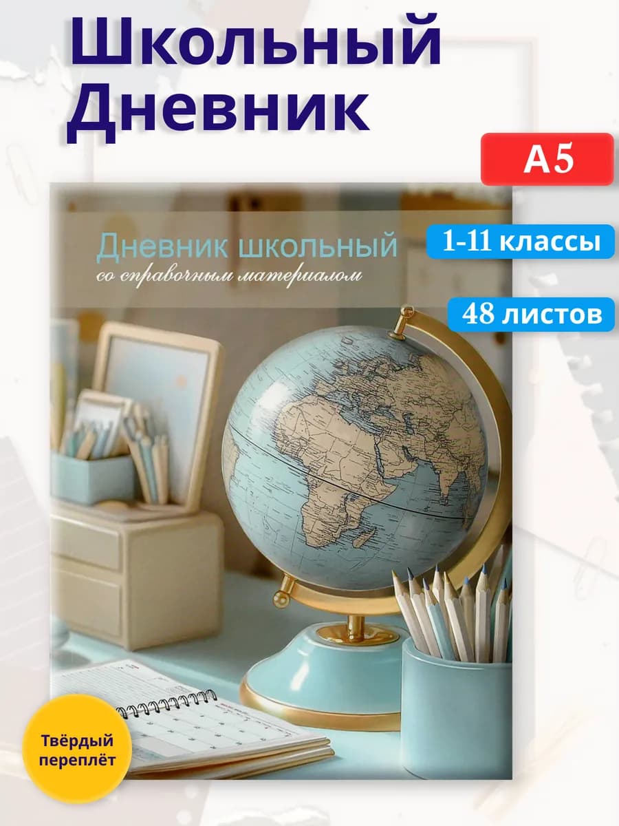 Дневник школьный "Глобус", интегральный переплёт, А5