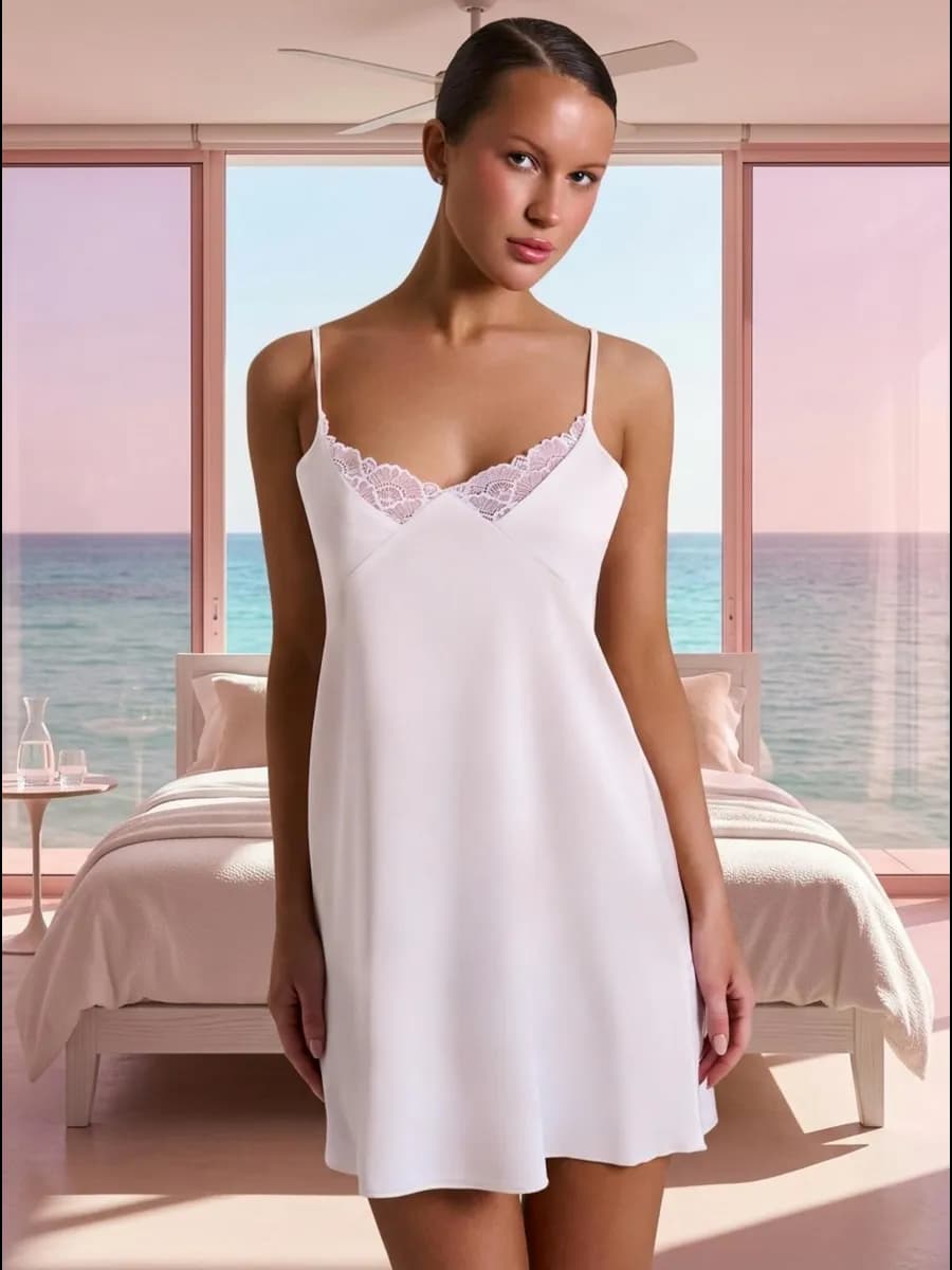 Сорочка ночная шелковая комбинация - фото 1