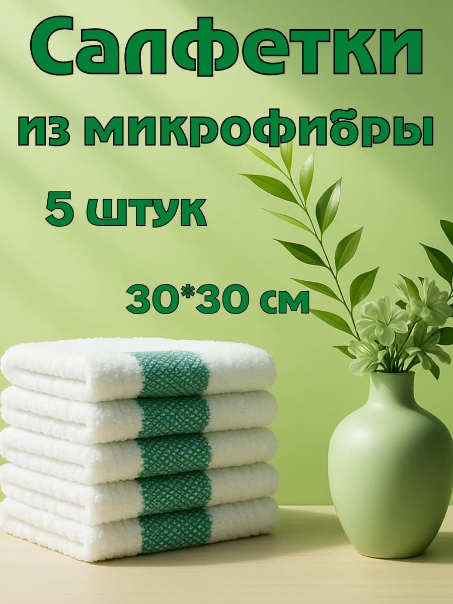 Салфетки для уборки из микрофибры 30х30 5 шт