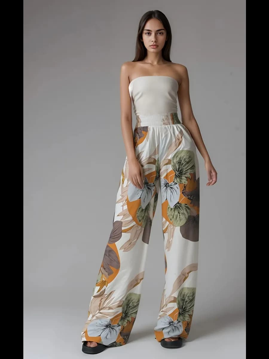 Домашние брюки из штапеля с принтом - фото 1