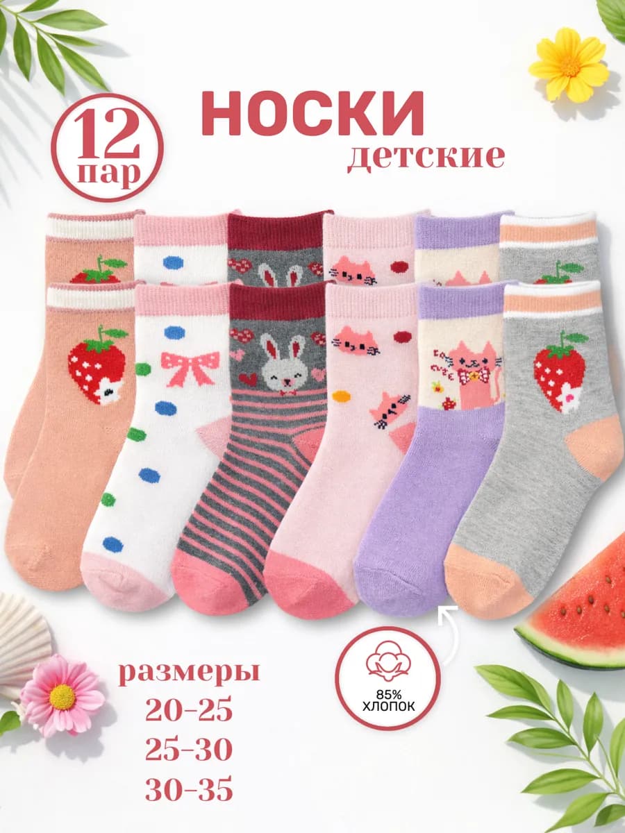 Носки детские набор 12 пар