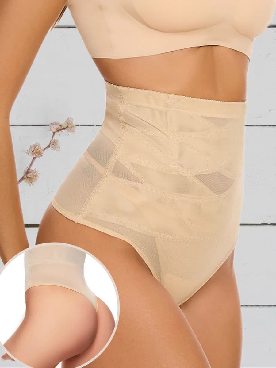 Утягивающие трусы стринги с высокой посадкой корректирующие