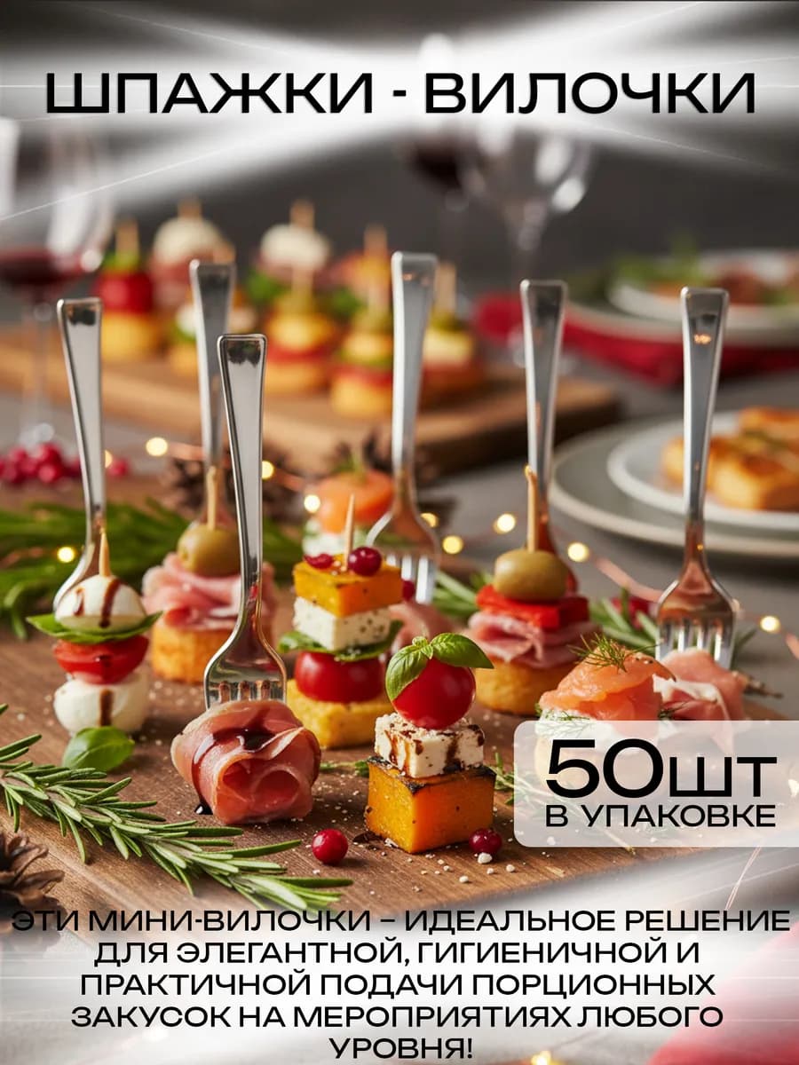 Шпажки новогодние для канапе вилочки для закусок фуршетные