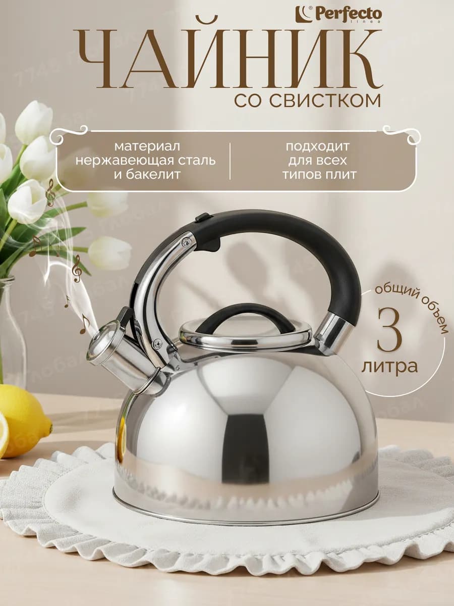 Чайник со свистком для газовой плиты Assam 3 л 52-037603 - фото 1