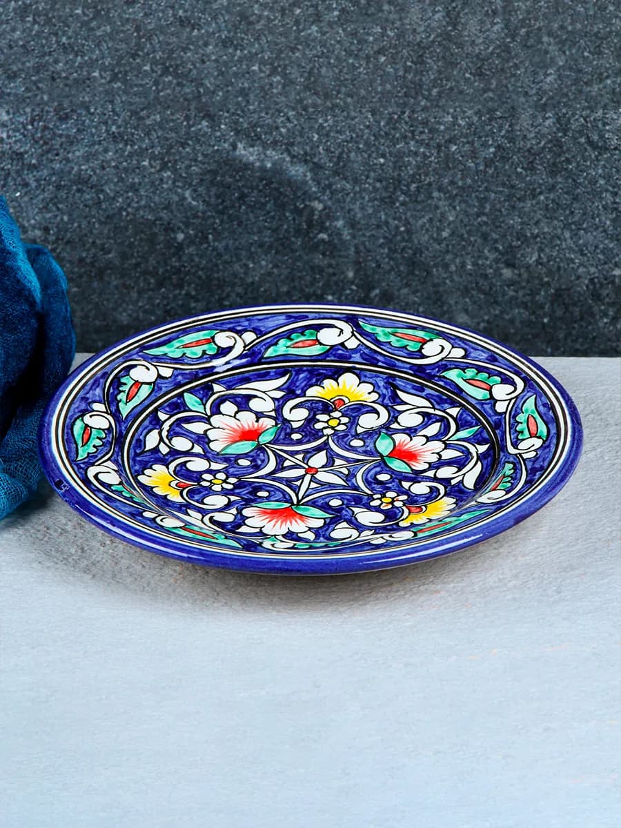 Тарелка плоская керамическая узбекская посуда ляган 17 см