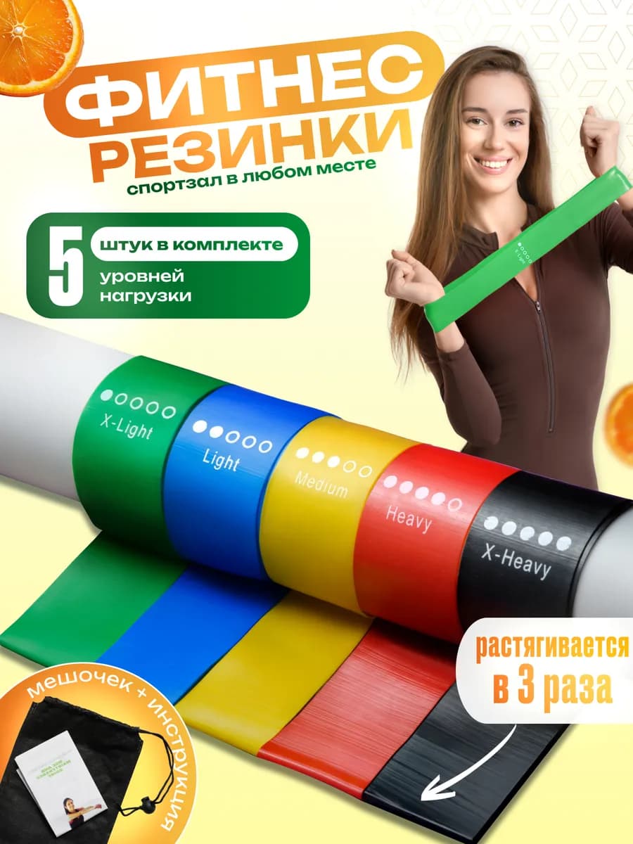 Набор Фитнес-резинок 5шт латекс