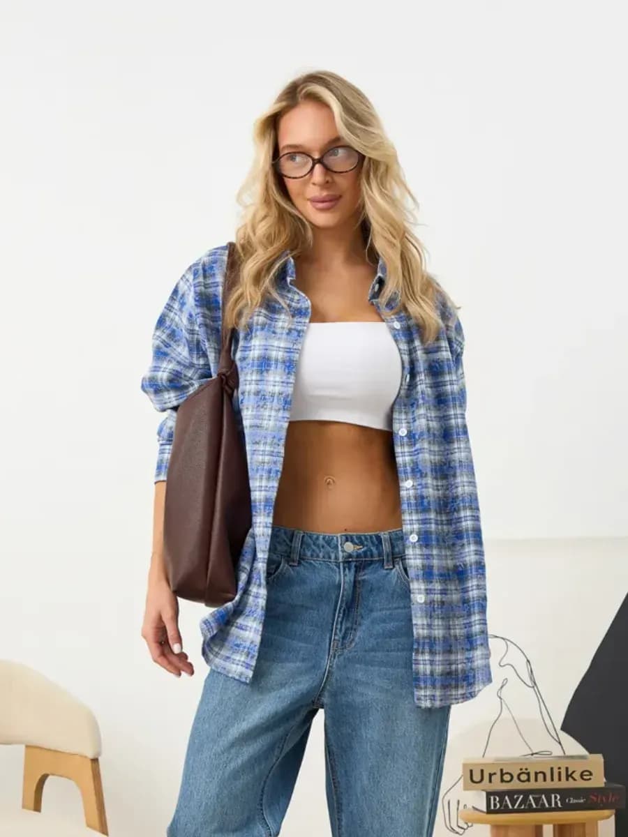 Рубашка в клетку хлопковая оверсайз варенка