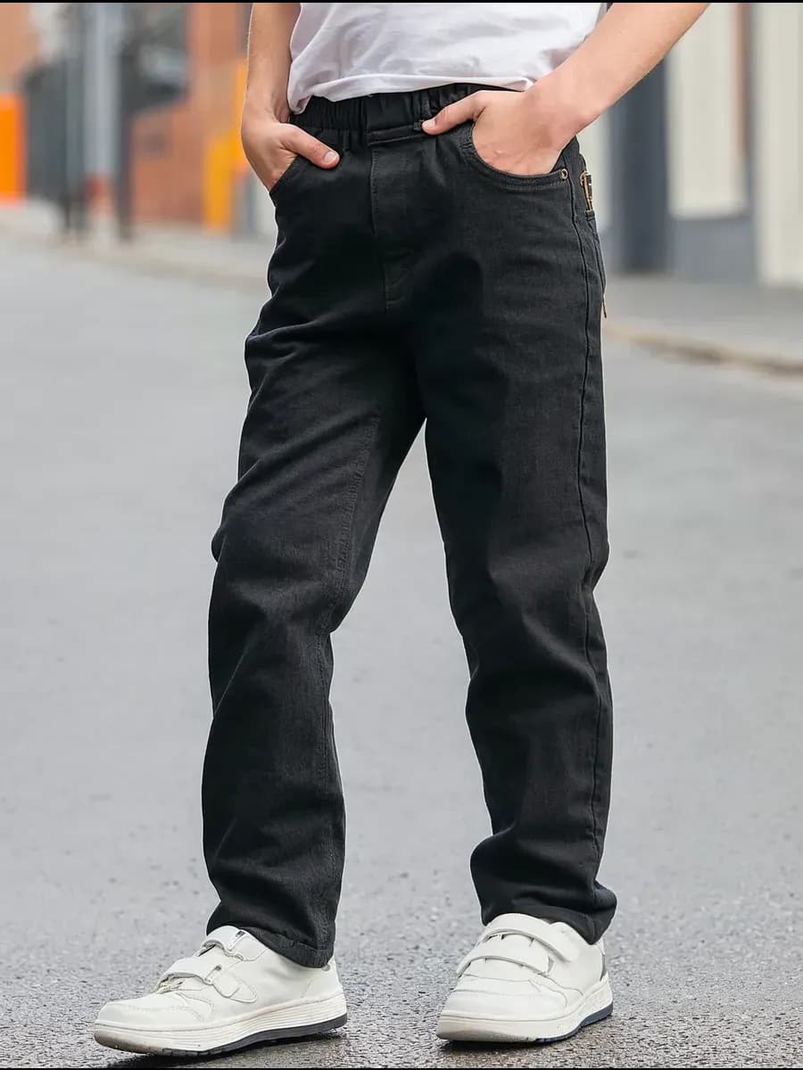 Джинсы бананы на резинке школьные зауженные