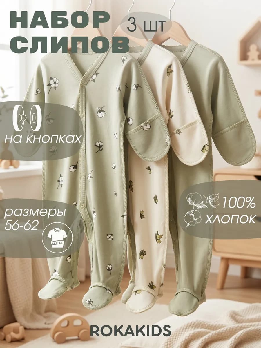 слип для новорожденных, 3 шт