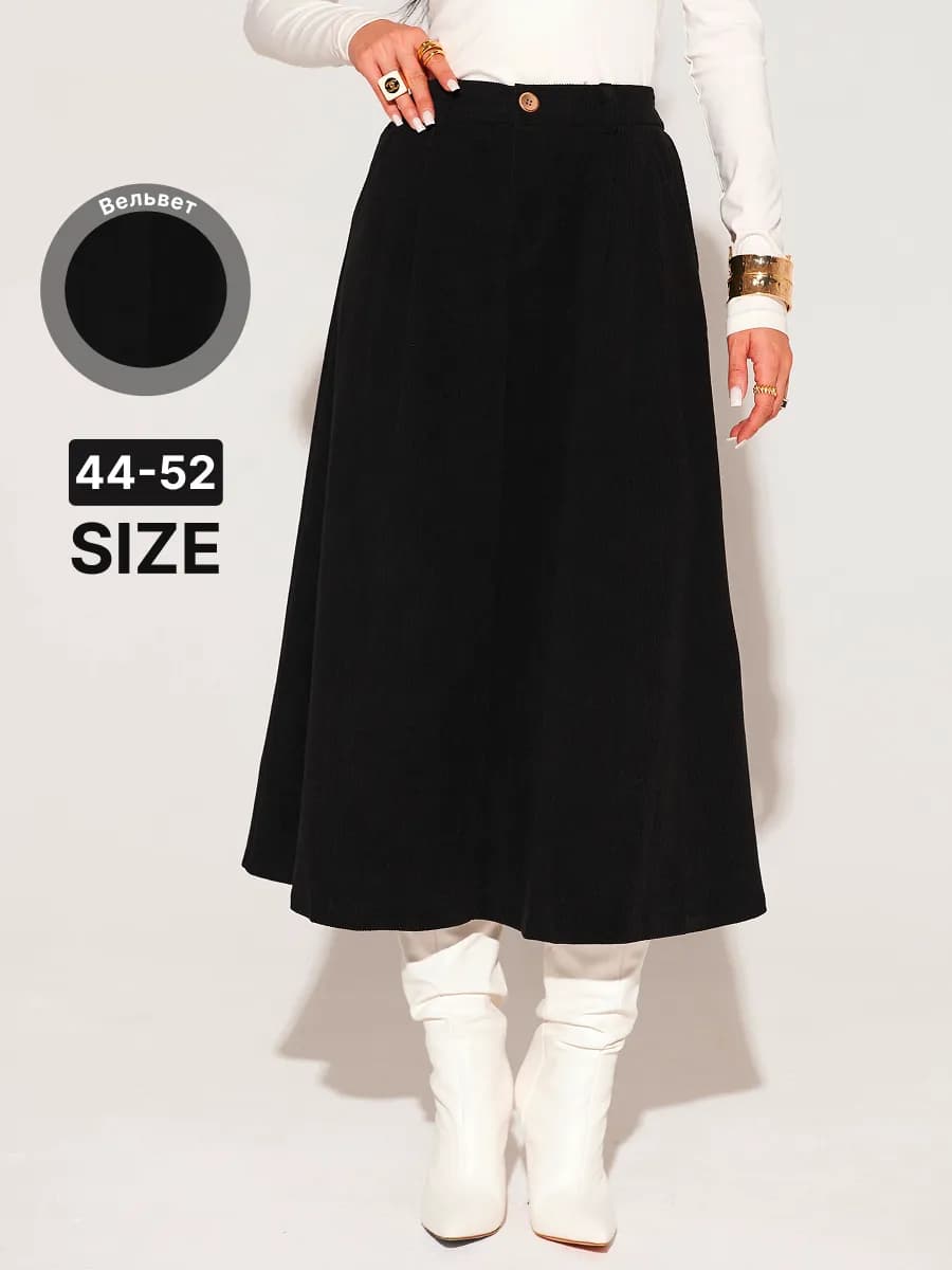 Юбка офисная миди вельветовая