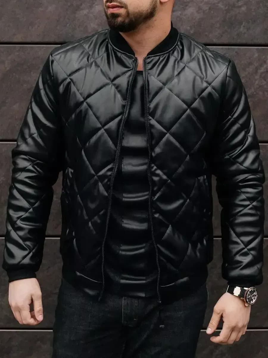 Куртка бомбер кожаная большие размеры